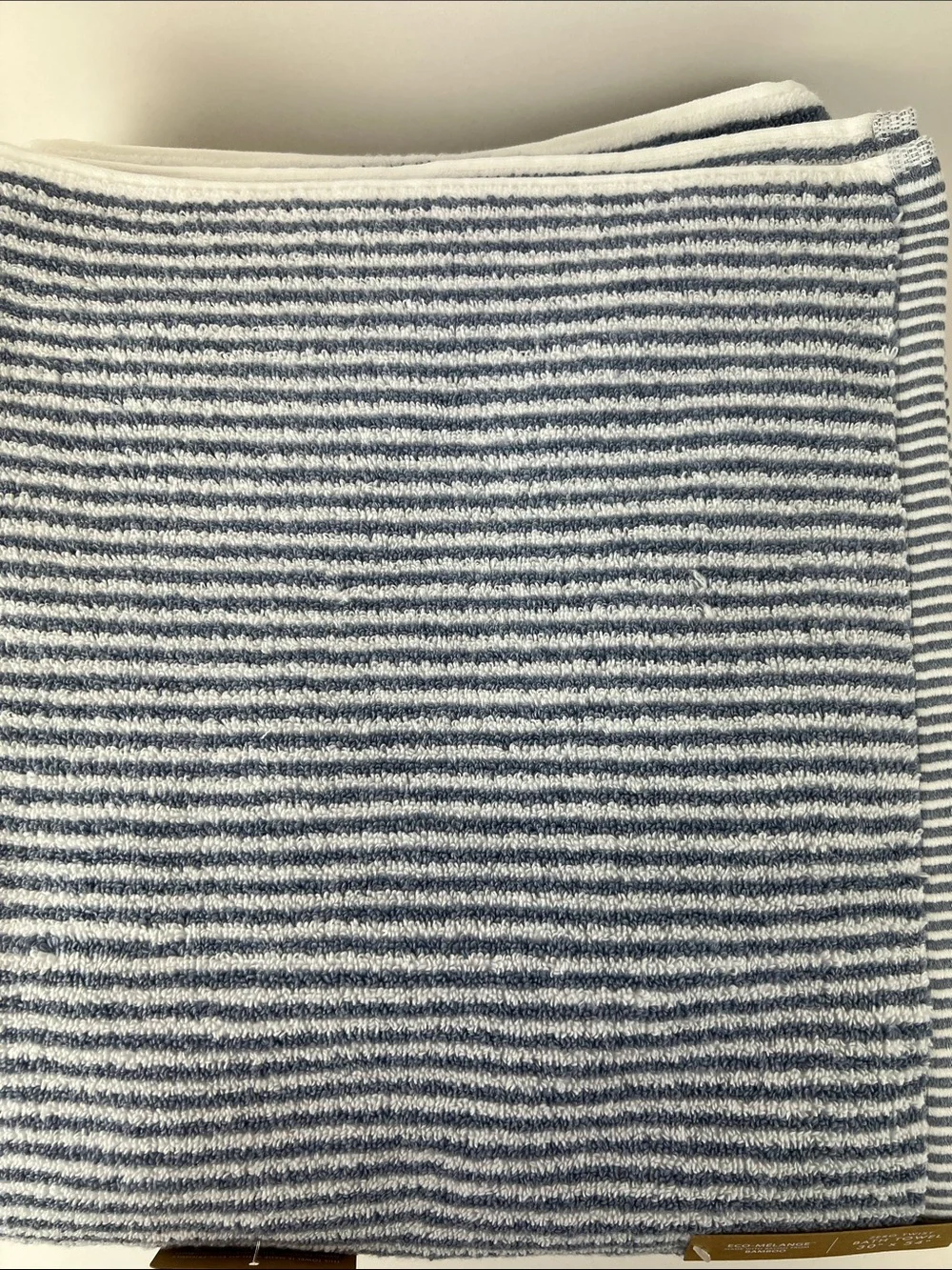 Common Thread Bath Towels Bamboo Blue White Striped Soft Cotton 2 Pc Set NEW